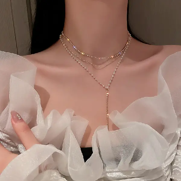 16# necklace-gold double layer,tkmbeautysupply.com