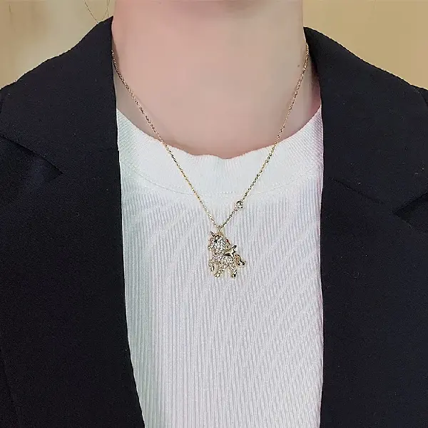 19# Necklace-Golden Pony,tkmbeautysupply.com