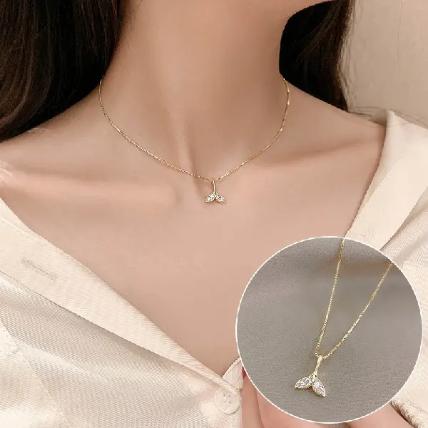 23# Necklace-Golden Fishtail,tkmbeautysupply.com