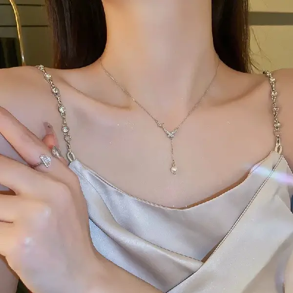 24# Necklace-Silver Butterfly,tkmbeautysupply.com