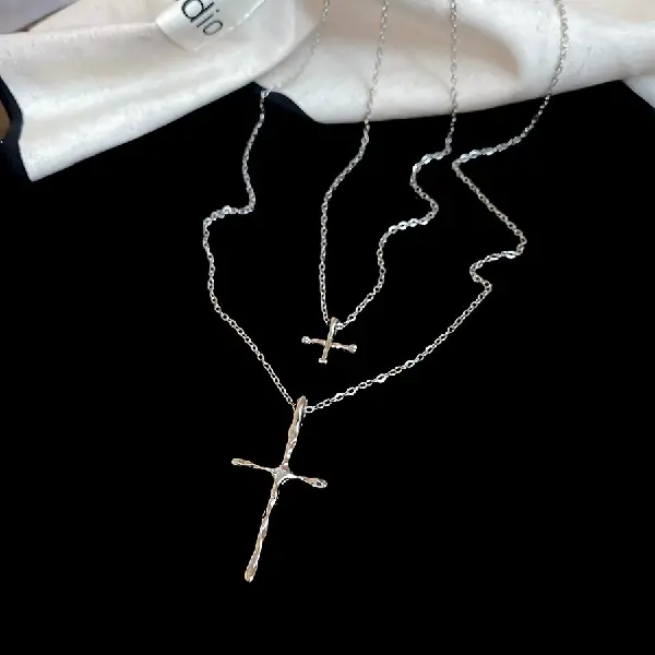 Simple pleated cross necklace (set of two),tkmbeautysupply.com