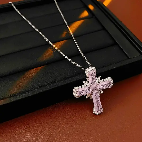 Zircon Cross Pendant Necklace,tkmbeautysupply.com