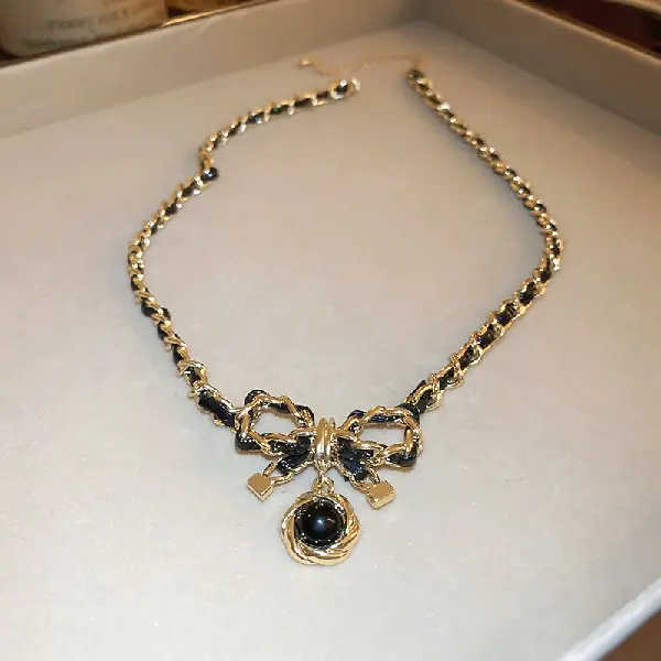 8# necklace-black bow.,tkmbeautysupply.com