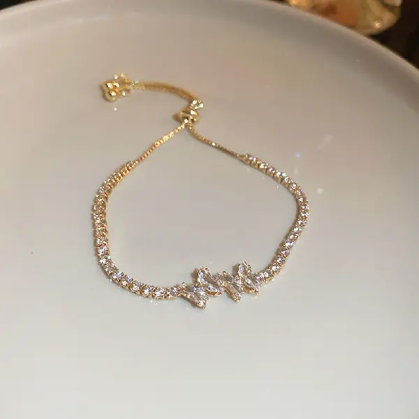 3# Bracelet-Zircon butterfly pull-out bracelet,tkmbeautysupply.com