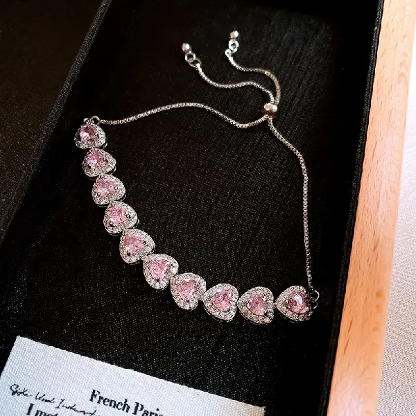 10# Bracelet-Double layer love zircon pull-out bracelet,tkmbeautysupply.com