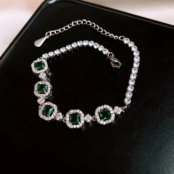 12# Bracelet-Four Square Zircon Hollow Bracelet,tkmbeautysupply.com