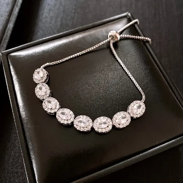 15# Bracelet-Zircon Oval Pull-out Bracelet,tkmbeautysupply.com