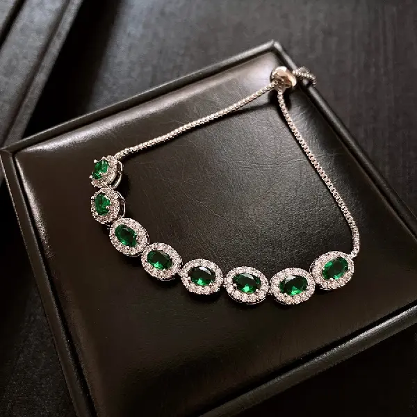 18# Bracelet-Zircon Oval Pull-out Bracelet,tkmbeautysupply.com