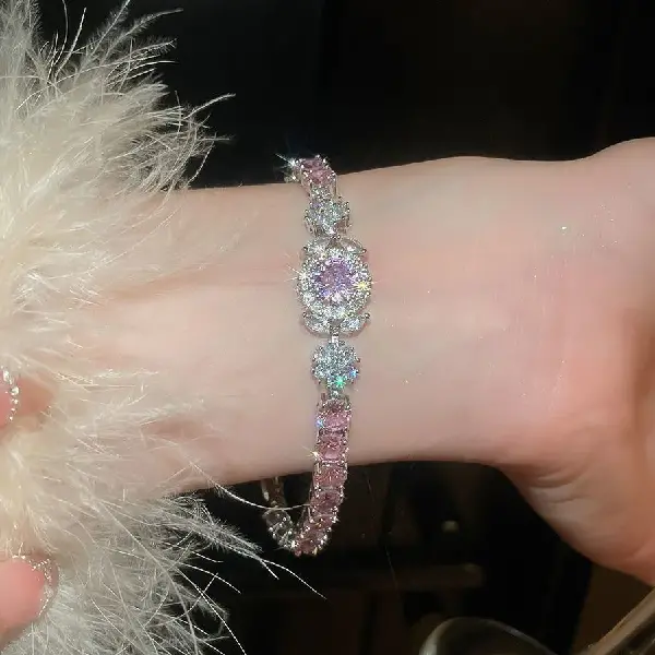 20# Bracelet-Zircon round flower buckle bracelet,tkmbeautysupply.com