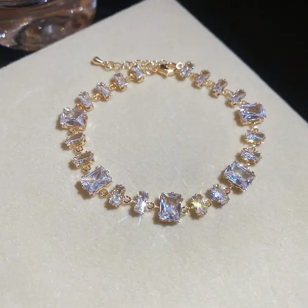 23# Bracelet-Zircon rectangular fashionable and exquisite adjustable bracelet,tkmbeautysupply.com