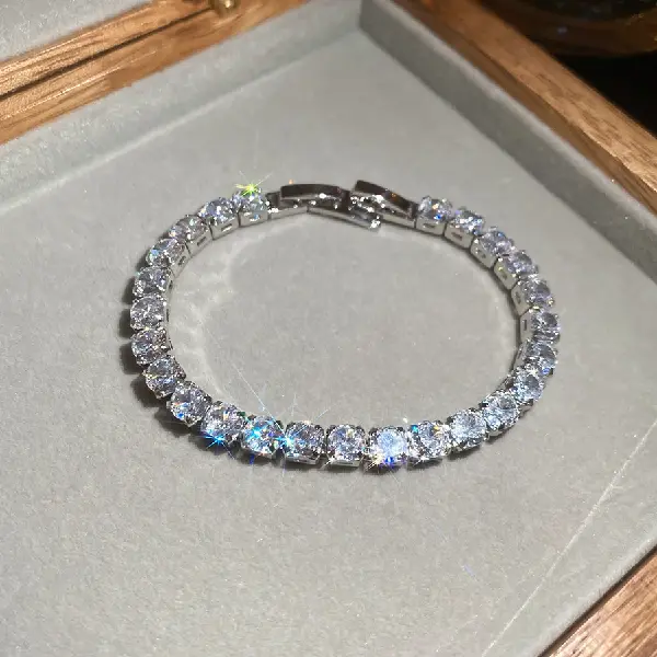 34# Bracelet-Zircon square fashion buckle bracelet,tkmbeautysupply.com