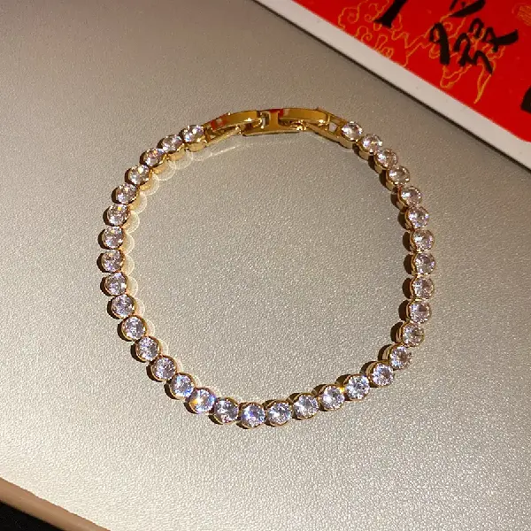 37# Bracelet-Zircon square round diamond simple fashion buckle bracelet,tkmbeautysupply.com