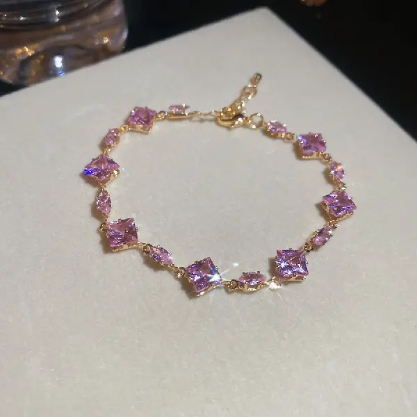 42# Bracelet-Zircon rhombus fashionable and exquisite adjustable bracelet,tkmbeautysupply.com