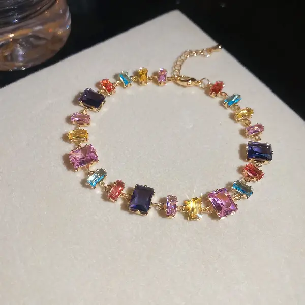 44# Bracelet-Zircon rectangular fashionable and exquisite adjustable bracelet,tkmbeautysupply.com