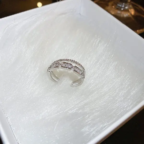 24# zircon double layer open ring,tkmbeautysupply.com