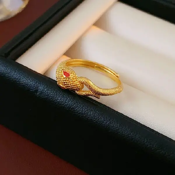 34#18K sand gold oil snake ring,tkmbeautysupply.com