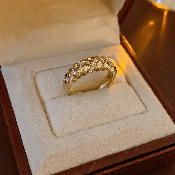 35# zircon wheat ear twist ring,tkmbeautysupply.com