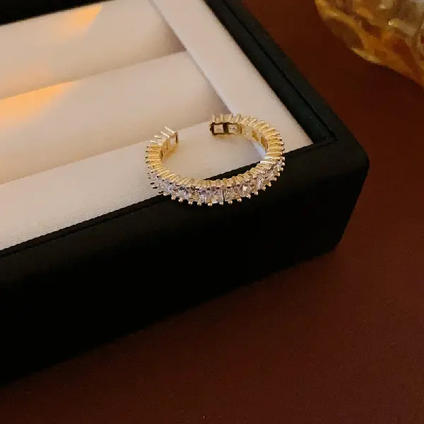 36# gold-rectangular zircon open ring,tkmbeautysupply.com