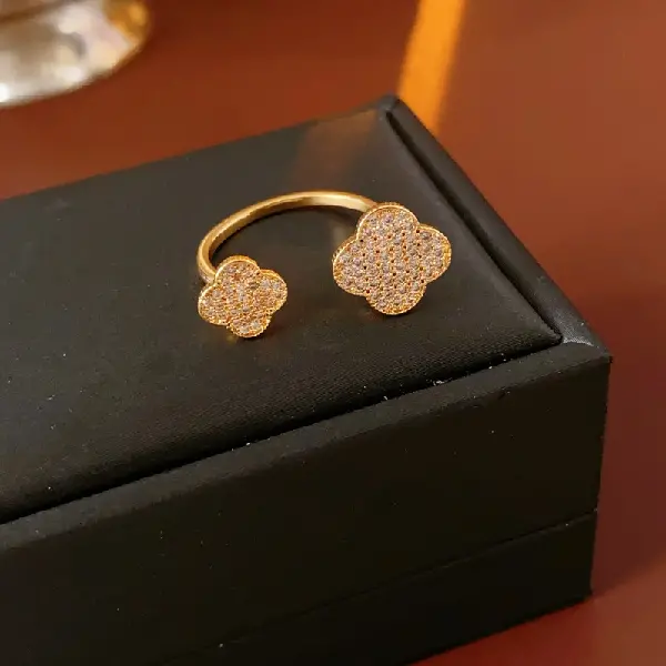 38# gold zircon size flower open ring,tkmbeautysupply.com