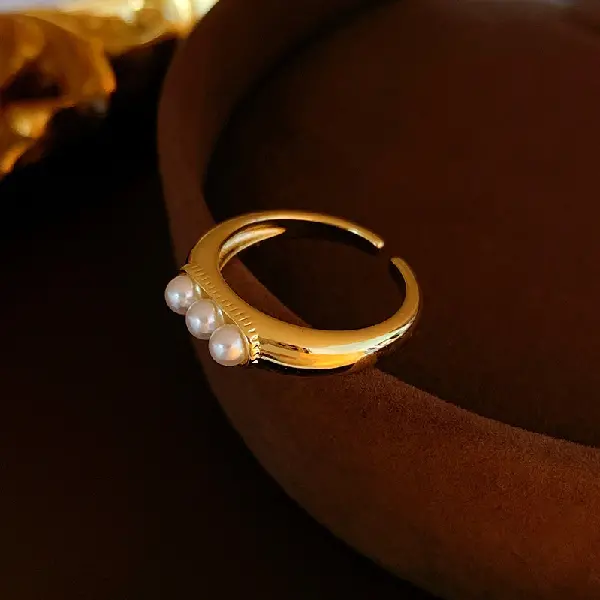 Real gold plated pearl open ring,tkmbeautysupply.com
