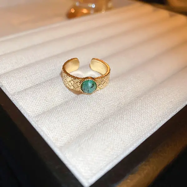 Turquoise round open ring.,tkmbeautysupply.com