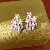 Zirconia Flower Bow Earrings and Necklace Wholesale Supply - Silver Needle-Silver-Purple