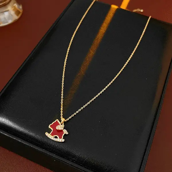 Necklace-gold-red (real gold plating),tkmbeautysupply.com