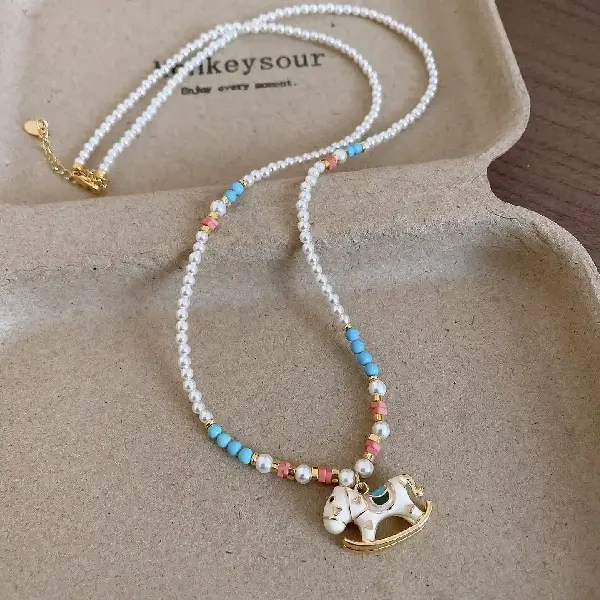 2# Necklace-Pearl Beaded Round Ski Pony,tkmbeautysupply.com
