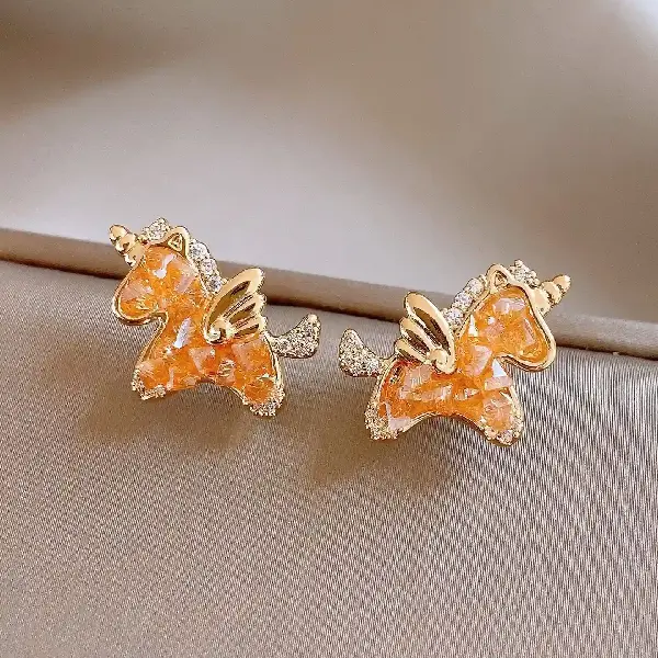 5# silver needle glass diamond pony earrings,tkmbeautysupply.com