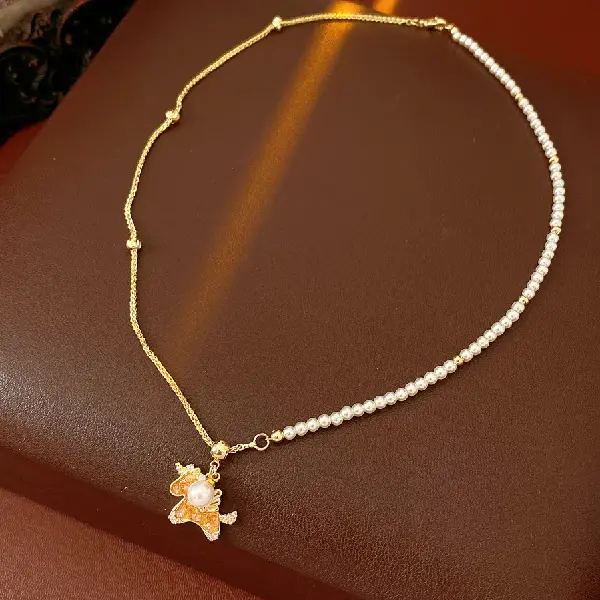 6# Necklace-Zircon Glass Pearl Beaded Round Pony,tkmbeautysupply.com