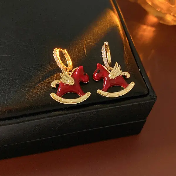7# Earrings-Oil-Drip Zircon Pony,tkmbeautysupply.com