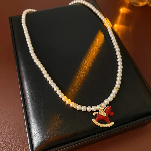 8# Necklace-Pearl Beaded Oil Pony,tkmbeautysupply.com