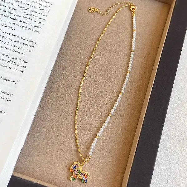 10# Necklace-Zircon Pearl Beaded Pony,tkmbeautysupply.com