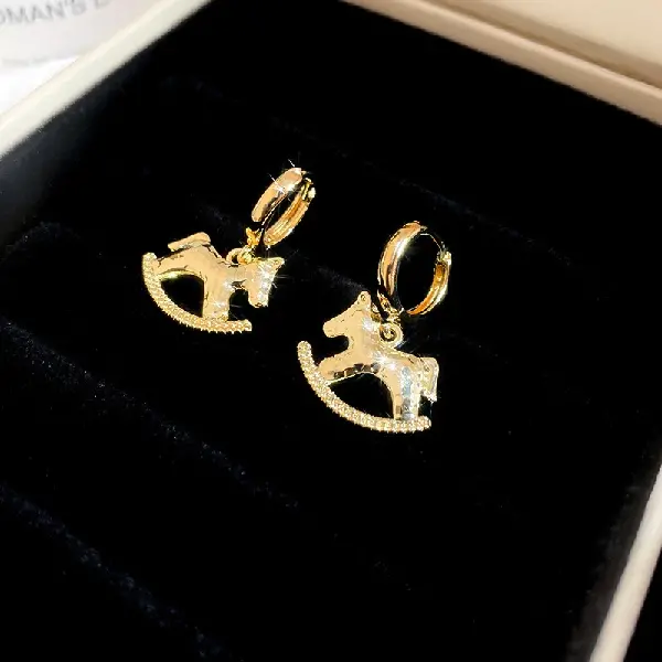 15# Earrings-Pony Pendant Simple-Gold,tkmbeautysupply.com