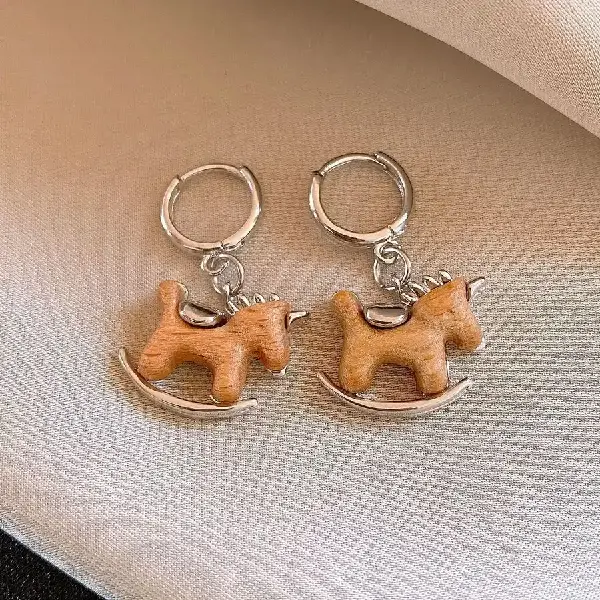 17# earrings-wooden pony pendant fashion,tkmbeautysupply.com