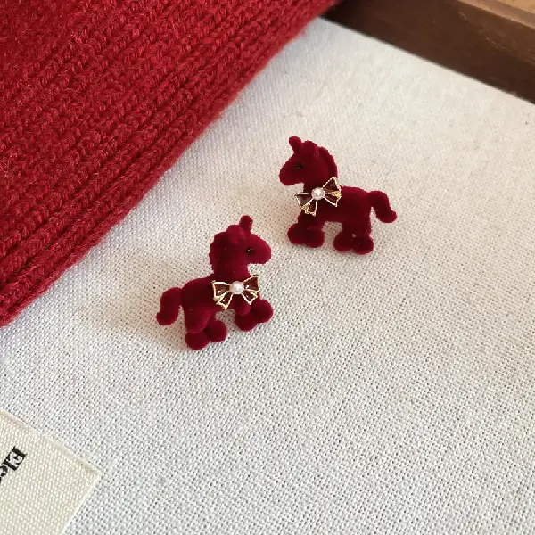36# Silver Needle Pony Oil Drop Bow Earrings,tkmbeautysupply.com