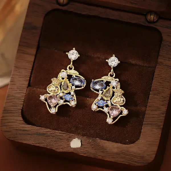 38# Silver Needle Diamond Pony Stud Earrings,tkmbeautysupply.com