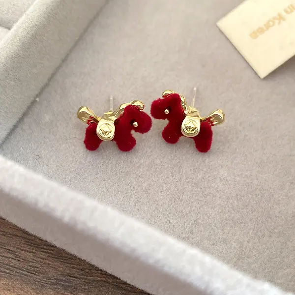 48 silver needle flocked pony earrings,tkmbeautysupply.com