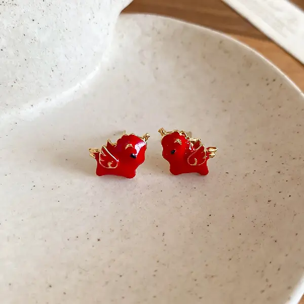 53# silver needle oil pony earrings,tkmbeautysupply.com