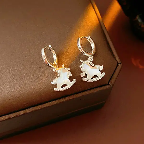 55# Earrings-Zircon Trojan Unicorn,tkmbeautysupply.com