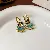 Wholesale Real Gold Electroplated Zircon Jewelry Supply - 58# Earrings-Rocking Horse Round (Real Gold Plating)