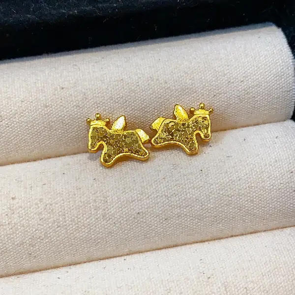 66# silver needle pony fashion earrings (real gold plating),tkmbeautysupply.com