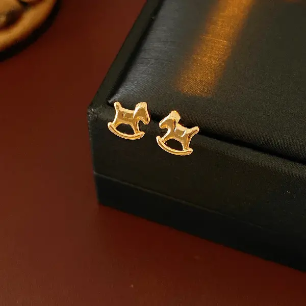 67# silver needle rocking horse earrings,tkmbeautysupply.com