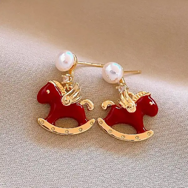 69# Silver Needle Zircon Pearl Oil Drop Pony (Real Gold Plating),tkmbeautysupply.com