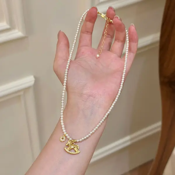 78## Necklace-Pearl Beads Zircon Copper Coin Pony,tkmbeautysupply.com