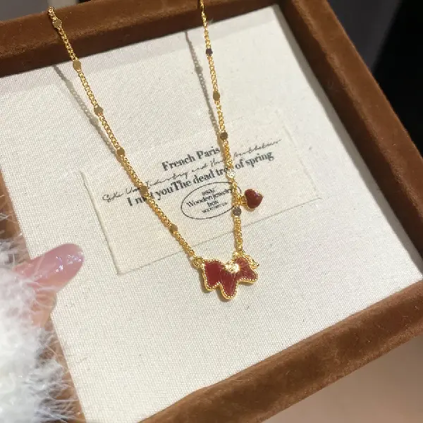 81## Necklace - Oil dripping metal pony heart (real gold plating),tkmbeautysupply.com