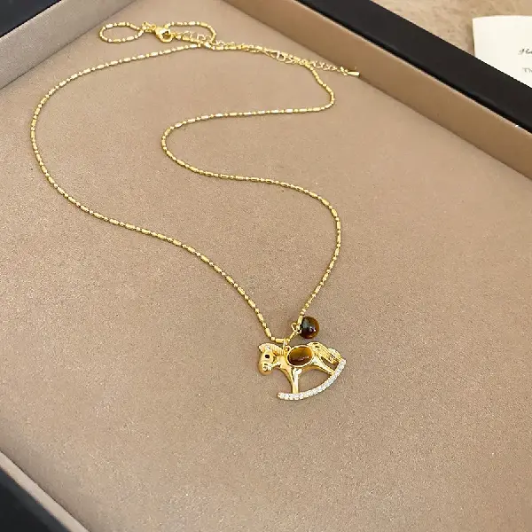 85## Necklace-Zircon Tiger Eye Stone Pony,tkmbeautysupply.com