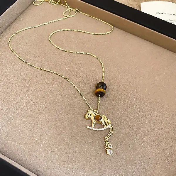 86## Necklace-Zircon Tiger Eye Stone Pony,tkmbeautysupply.com