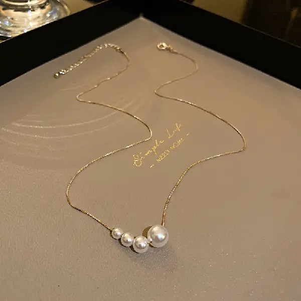 Real gold electroplated imitation pearl necklace,tkmbeautysupply.com