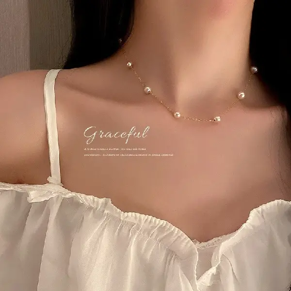 Real gold electroplated pearl necklace,tkmbeautysupply.com
